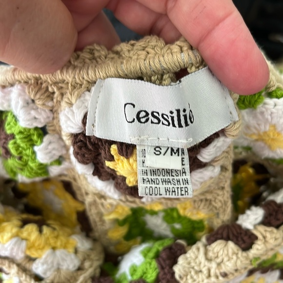 Cessilie Granny Afghan Crochet Halter Mini Dress - Picture 9 of 10